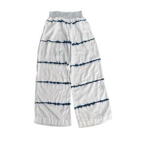 Bella Dahl Women's White Blue Tie Dye Smocked Waist Wide Leg Pants Size Large
